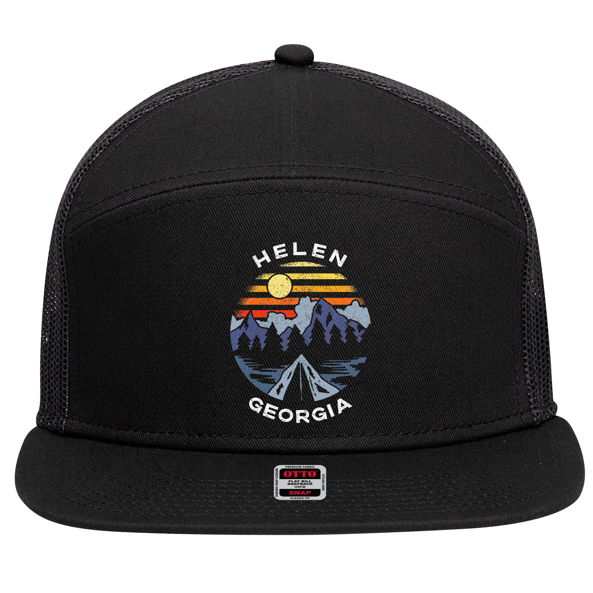 Helen Georgia Mountains Lake Ga Vacation Souvenir 7 Panel Mesh Trucker Snapback Hat