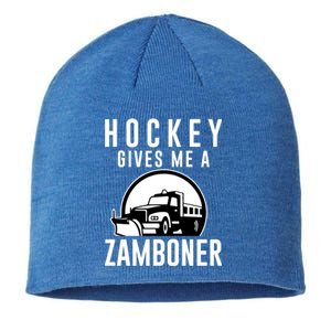 Hockey Gives Me A Zamboner Funny Hockey Player Fan Lover Hit Gift Sustainable Beanie