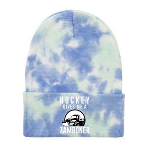 Hockey Gives Me A Zamboner Funny Hockey Player Fan Lover Hit Gift Tie Dye 12in Knit Beanie