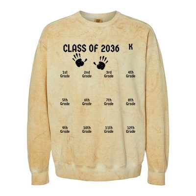 Handprint Graduation Men Women Class Of 2036 Grow With Me Colorblast Crewneck Sweatshirt