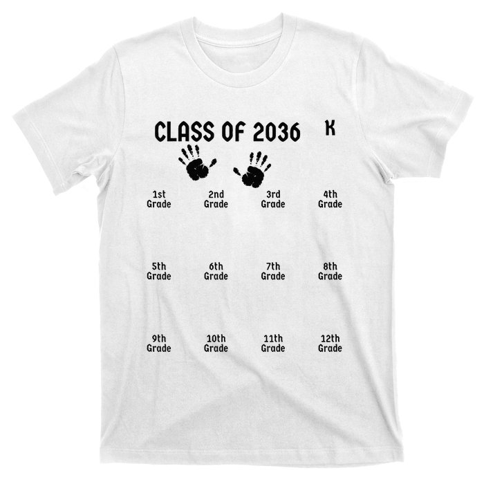 Handprint Graduation Men Women Class Of 2036 Grow With Me T-Shirt