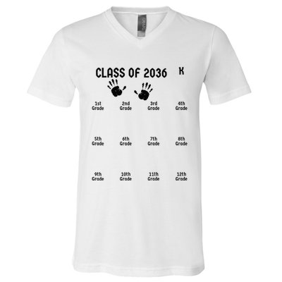 Handprint Graduation Men Women Class Of 2036 Grow With Me V-Neck T-Shirt