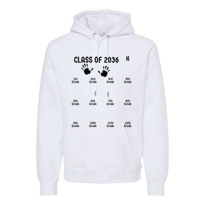 Handprint Graduation Men Women Class Of 2036 Grow With Me Premium Hoodie