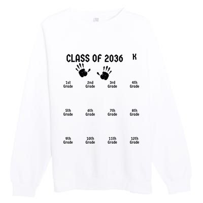 Handprint Graduation Men Women Class Of 2036 Grow With Me Premium Crewneck Sweatshirt