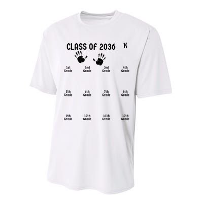 Handprint Graduation Men Women Class Of 2036 Grow With Me Performance Sprint T-Shirt