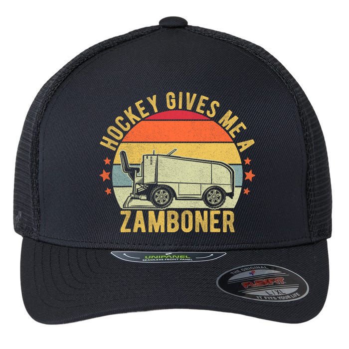 Hockey Gives Me A Zamboner Funny Hockey Fan Flexfit Unipanel Trucker Cap