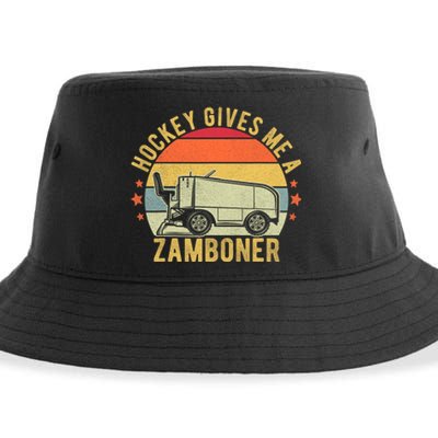 Hockey Gives Me A Zamboner Funny Hockey Fan Sustainable Bucket Hat