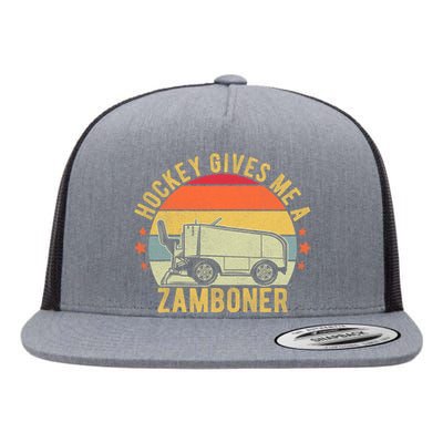 Hockey Gives Me A Zamboner Funny Hockey Fan Flat Bill Trucker Hat