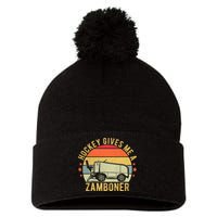 Hockey Gives Me A Zamboner Funny Hockey Fan Pom Pom 12in Knit Beanie