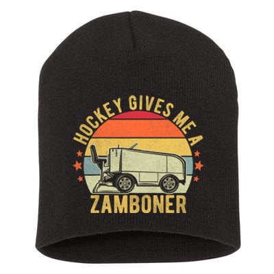 Hockey Gives Me A Zamboner Funny Hockey Fan Short Acrylic Beanie