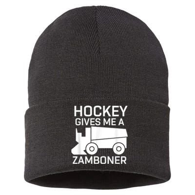 Hockey Gives Me A Zamboner Sustainable Knit Beanie