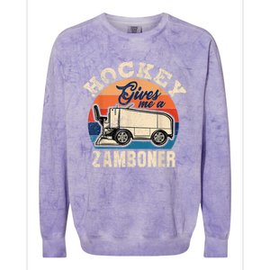 Hockey Gives Me A Zamboner Funny Hockey Fan Men Colorblast Crewneck Sweatshirt