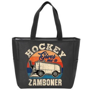 Hockey Gives Me A Zamboner Funny Hockey Fan Men Zip Tote Bag