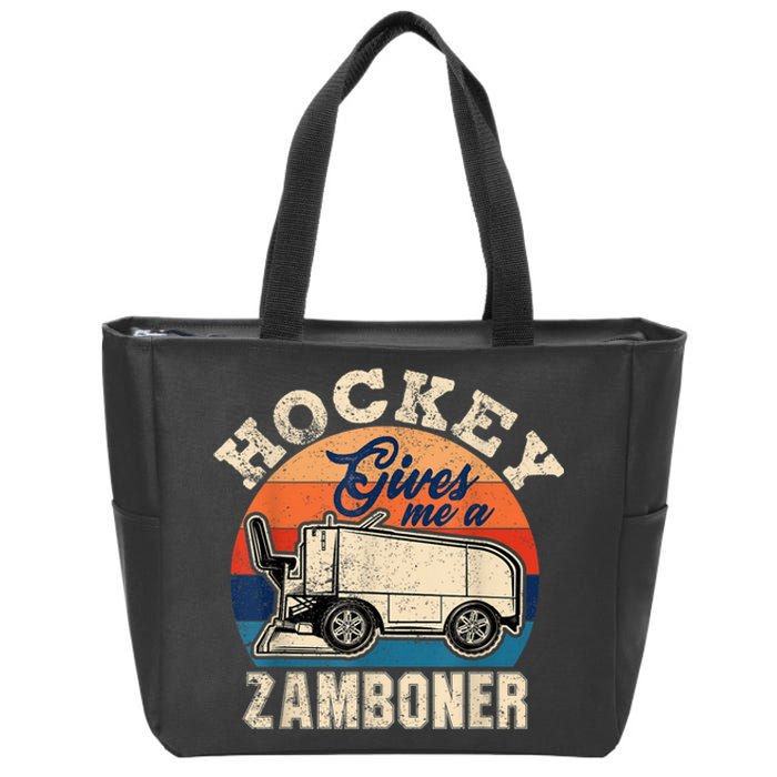 Hockey Gives Me A Zamboner Funny Hockey Fan Men Zip Tote Bag