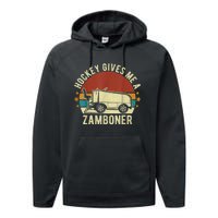 Hockey Gives Me A Zamboner Funny Hockey Fan Men Performance Fleece Hoodie