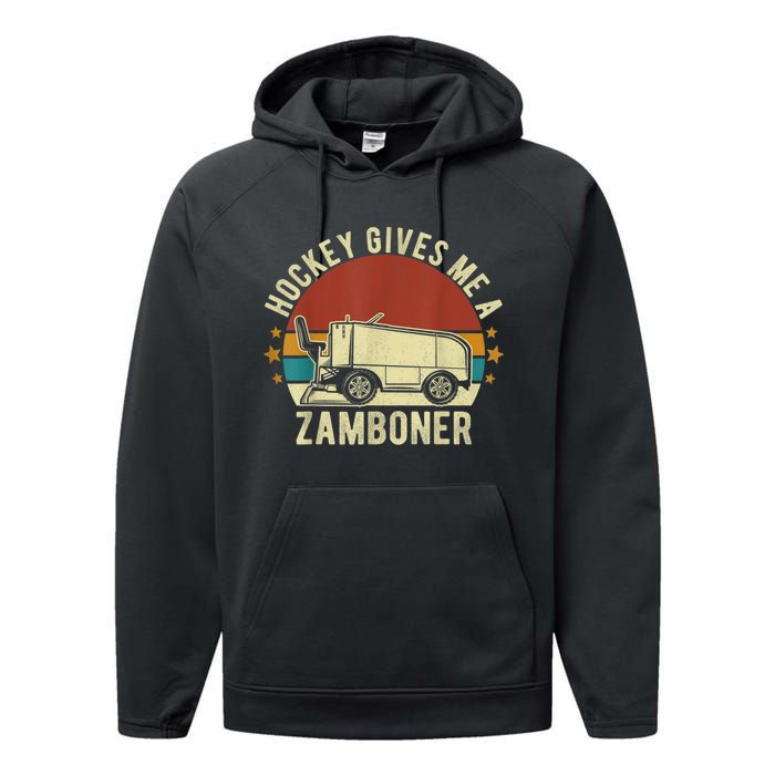 Hockey Gives Me A Zamboner Funny Hockey Fan Men Performance Fleece Hoodie