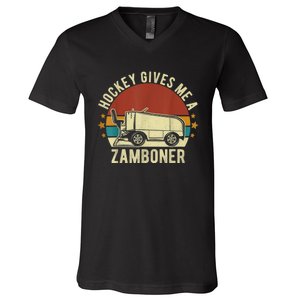 Hockey Gives Me A Zamboner Funny Hockey Fan Men V-Neck T-Shirt