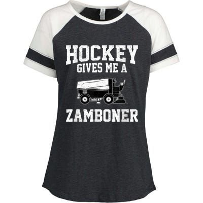 Hockey Gives Me A Zamboner Funny Hockey Enza Ladies Jersey Colorblock Tee