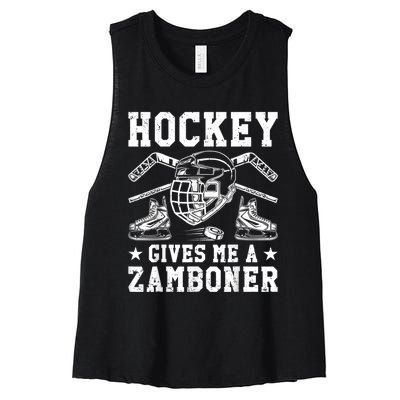 Hockey Gives Me A Zamboner Funny Ice Hockey Women's Racerback Cropped Tank