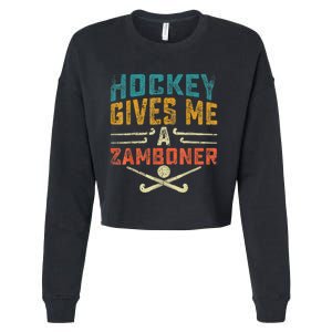 Hockey Gives Me A Zamboner Funny Hockey Cropped Pullover Crew