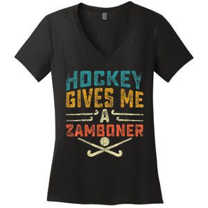 Hockey Gives Me A Zamboner Funny Hockey Women's V-Neck T-Shirt