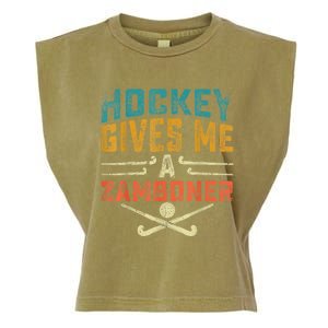 Hockey Gives Me A Zamboner Funny Hockey Garment-Dyed Women's Muscle Tee