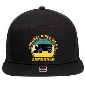 Hockey Gives Me A Zamboner Funny Hockey Fan Men 7 Panel Mesh Trucker Snapback Hat