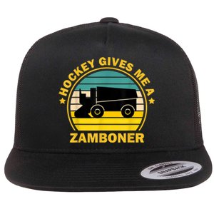 Hockey Gives Me A Zamboner Funny Hockey Fan Men Flat Bill Trucker Hat