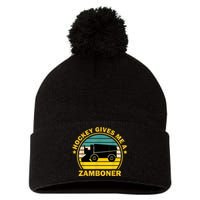 Hockey Gives Me A Zamboner Funny Hockey Fan Men Pom Pom 12in Knit Beanie