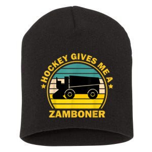 Hockey Gives Me A Zamboner Funny Hockey Fan Men Short Acrylic Beanie