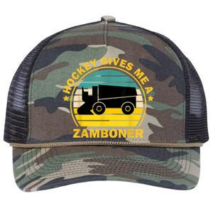 Hockey Gives Me A Zamboner Funny Hockey Fan Men Retro Rope Trucker Hat Cap