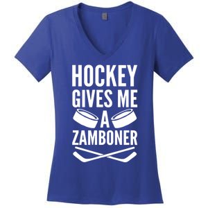 Hockey Gives Me A Zamboner Women's V-Neck T-Shirt