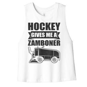 Hockey Gives Me A Zamboner Funny Hockey Fan Men Women's Racerback Cropped Tank