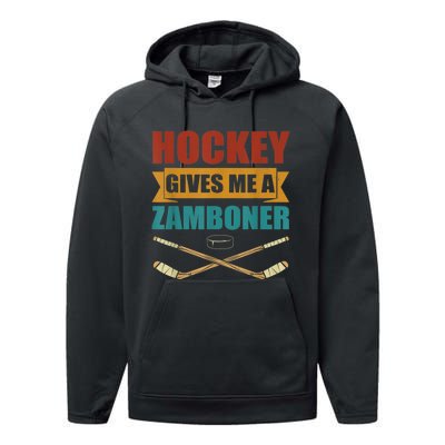 Hockey Gives Me A Zamboner Funny Hockey Fan Men Performance Fleece Hoodie