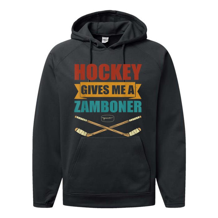 Hockey Gives Me A Zamboner Funny Hockey Fan Men Performance Fleece Hoodie