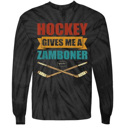 Hockey Gives Me A Zamboner Funny Hockey Fan Men Tie-Dye Long Sleeve Shirt