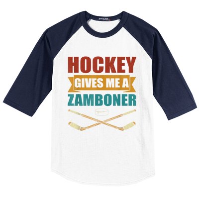 Hockey Gives Me A Zamboner Funny Hockey Fan Men Baseball Sleeve Shirt