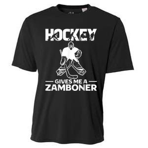 Hockey Gives Me A Zamboner Funny Ice Hockey Cooling Performance Crew T-Shirt