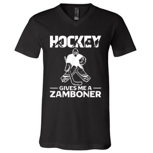 Hockey Gives Me A Zamboner Funny Ice Hockey V-Neck T-Shirt