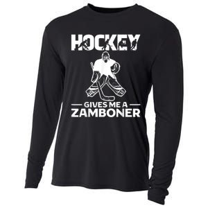 Hockey Gives Me A Zamboner Funny Ice Hockey Cooling Performance Long Sleeve Crew