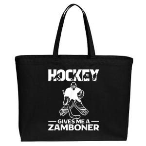 Hockey Gives Me A Zamboner Funny Ice Hockey Cotton Canvas Jumbo Tote