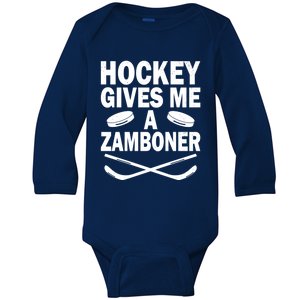 Hockey Gives Me A Zamboner Funny Hockey Fan Meaningful Gift Baby Long Sleeve Bodysuit