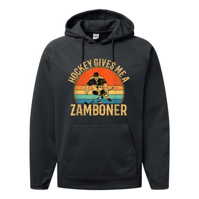 Hockey Gives Me A Zamboner Funny Hockey Performance Fleece Hoodie