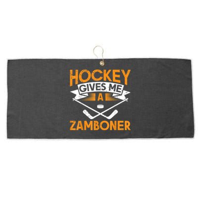 Hockey Gives Me A Zamboner Funny Ice Hockey Large Microfiber Waffle Golf Towel