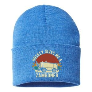 Hockey Gives Me A Zamboner Funny Hockey Fan Meaningful Gift Sustainable Knit Beanie