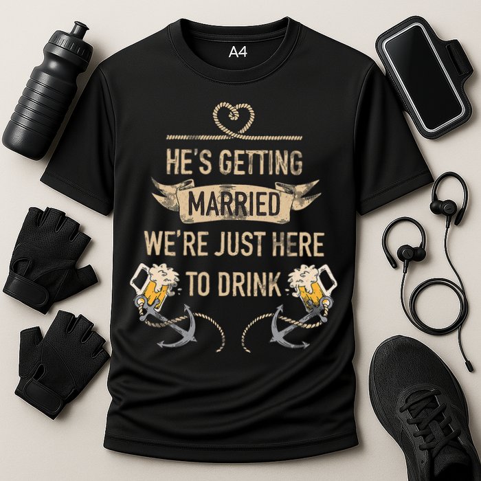 Hes Getting Married Funny Groomsmen Bachelor Party Cooling Performance Crew T-Shirt