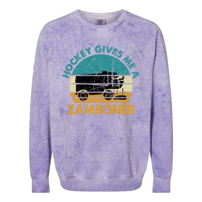 Hockey Gives Me A Zamboner Funny Hockey Retro Vintage Gift Colorblast Crewneck Sweatshirt