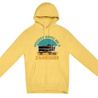 Hockey Gives Me A Zamboner Funny Hockey Retro Vintage Gift Premium Pullover Hoodie