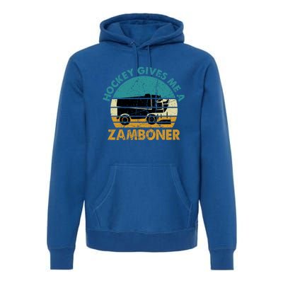 Hockey Gives Me A Zamboner Funny Hockey Retro Vintage Gift Premium Hoodie