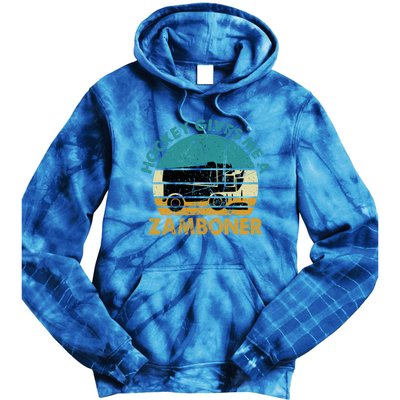 Hockey Gives Me A Zamboner Funny Hockey Retro Vintage Gift Tie Dye Hoodie